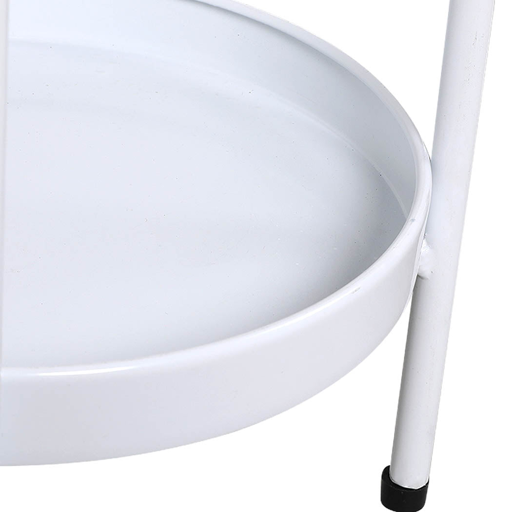 Levede 2 Tiers Plant Stand Metal Flower White Medium