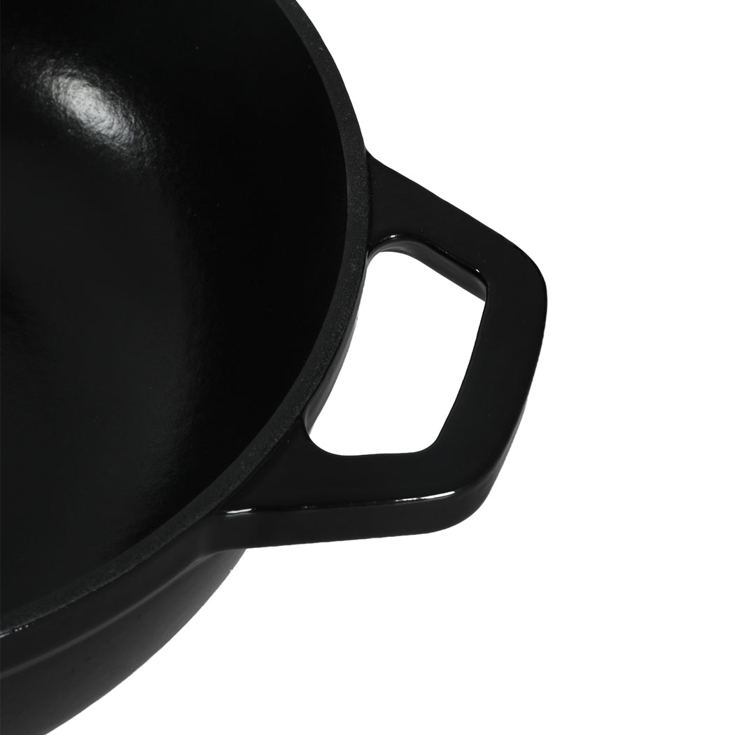 TOQUE Cast Iron Pot Dutch Oven Enameled Slow Cooking Bakeware Even Heat Black