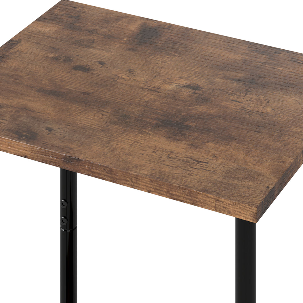 Levede Side Table 2 Pcs Industrial Vintage End Table 2-Tier Storage Nightstand