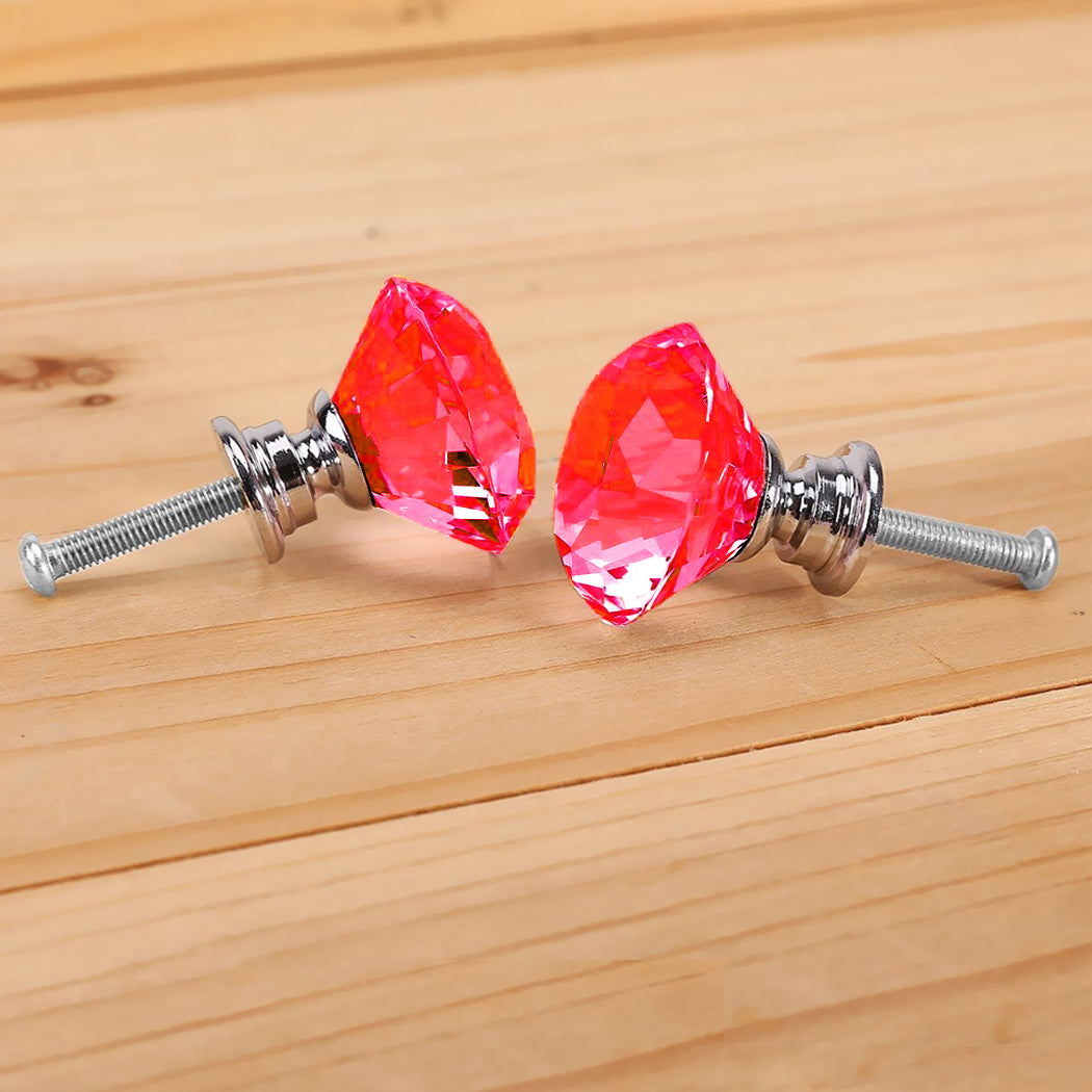 16 Pcs Red Crystal Knobs Diamond 40mm Large Red