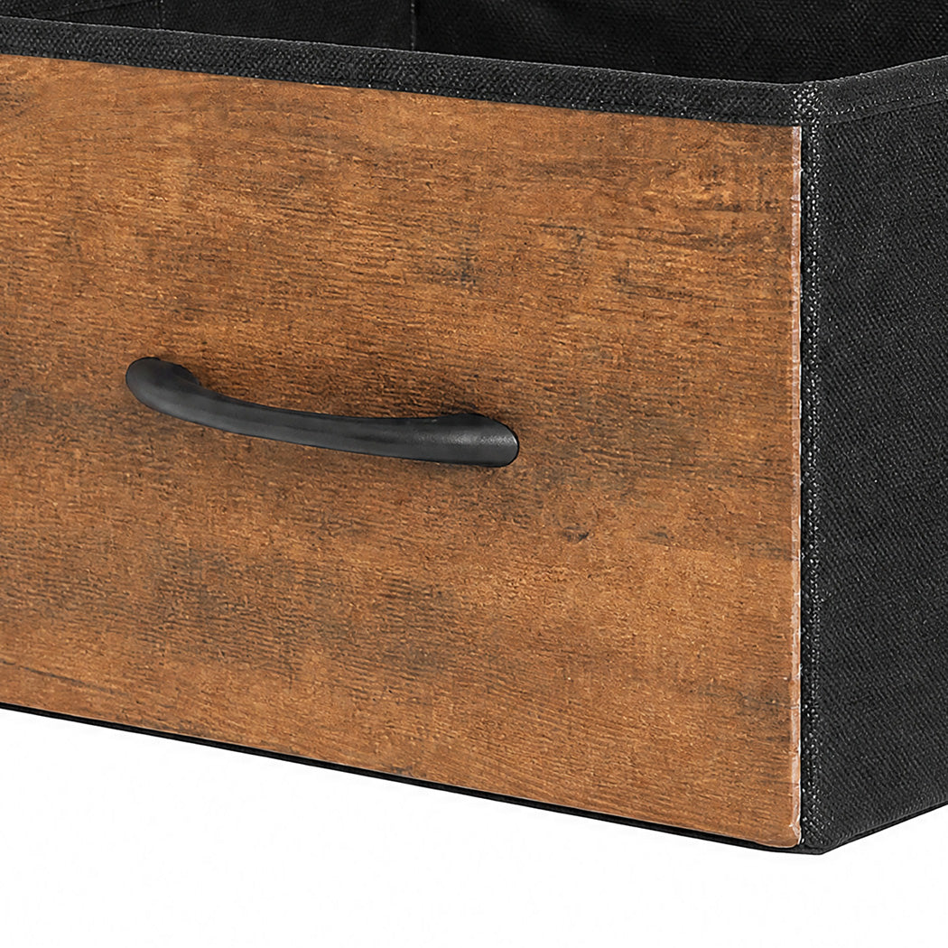 Levede Bookshelf 10 Open Cubes 3 Fabric Drawers Wood Black