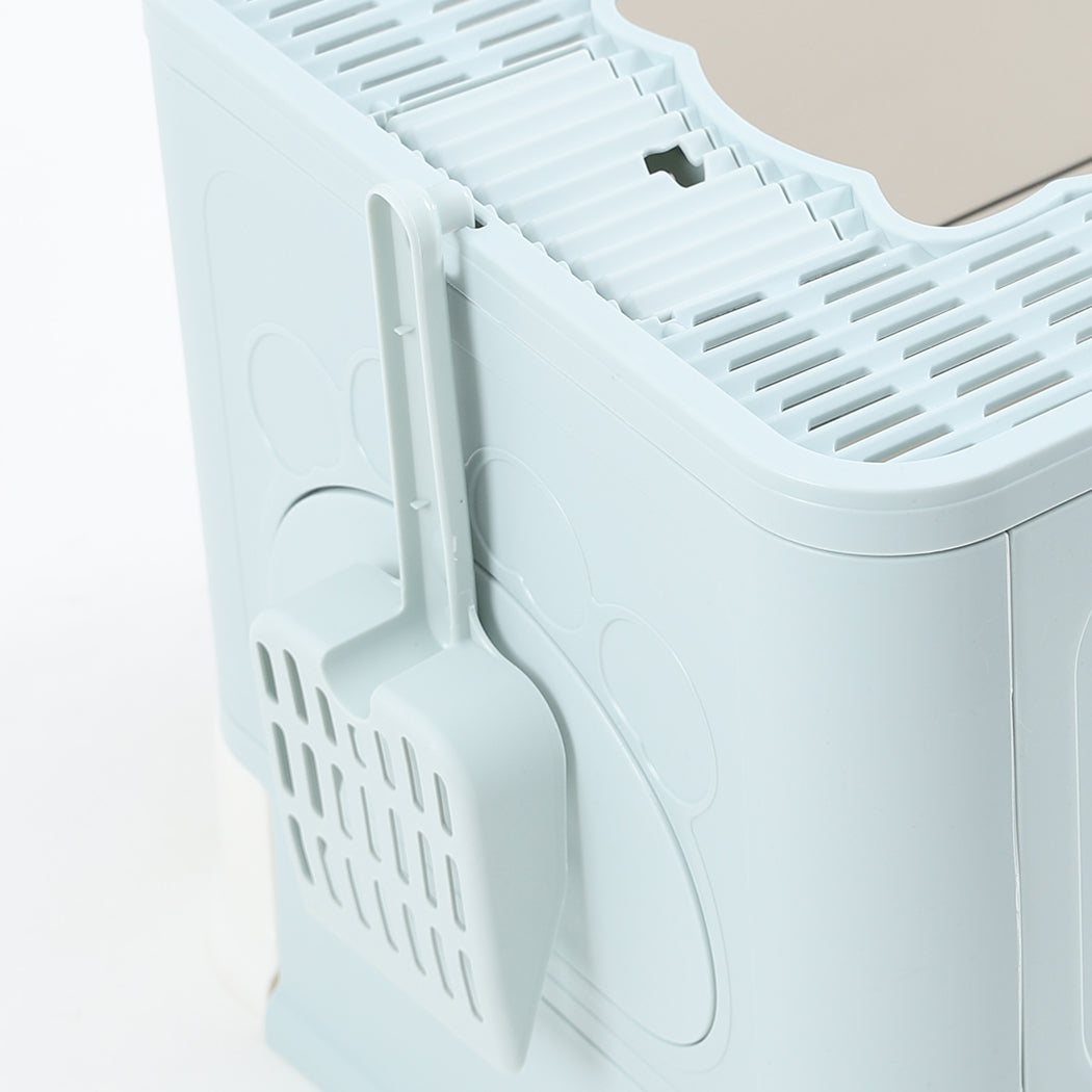 PaWz Foldable Cat Litter Box Tray Enclosed Blue