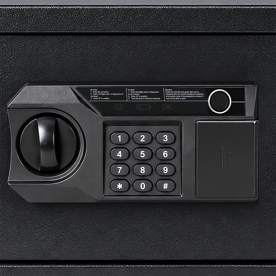 Levede Safe Box Fingerprint Lock Steel Home Safe 14L LED Light Alarm Black