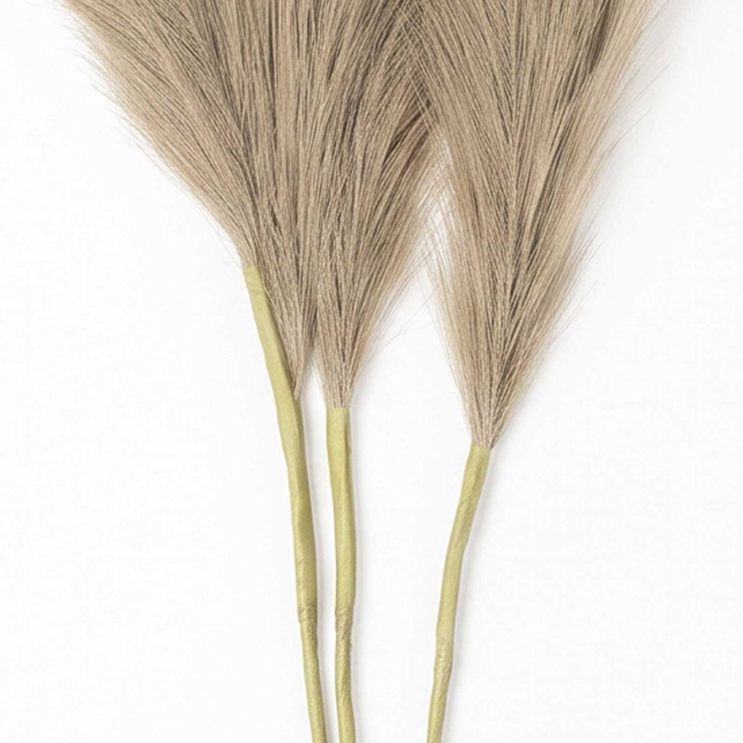 Santaco Pampas Grass Artificial 3Pcs 116cm Fluffy Faux Silk for Vase Brown