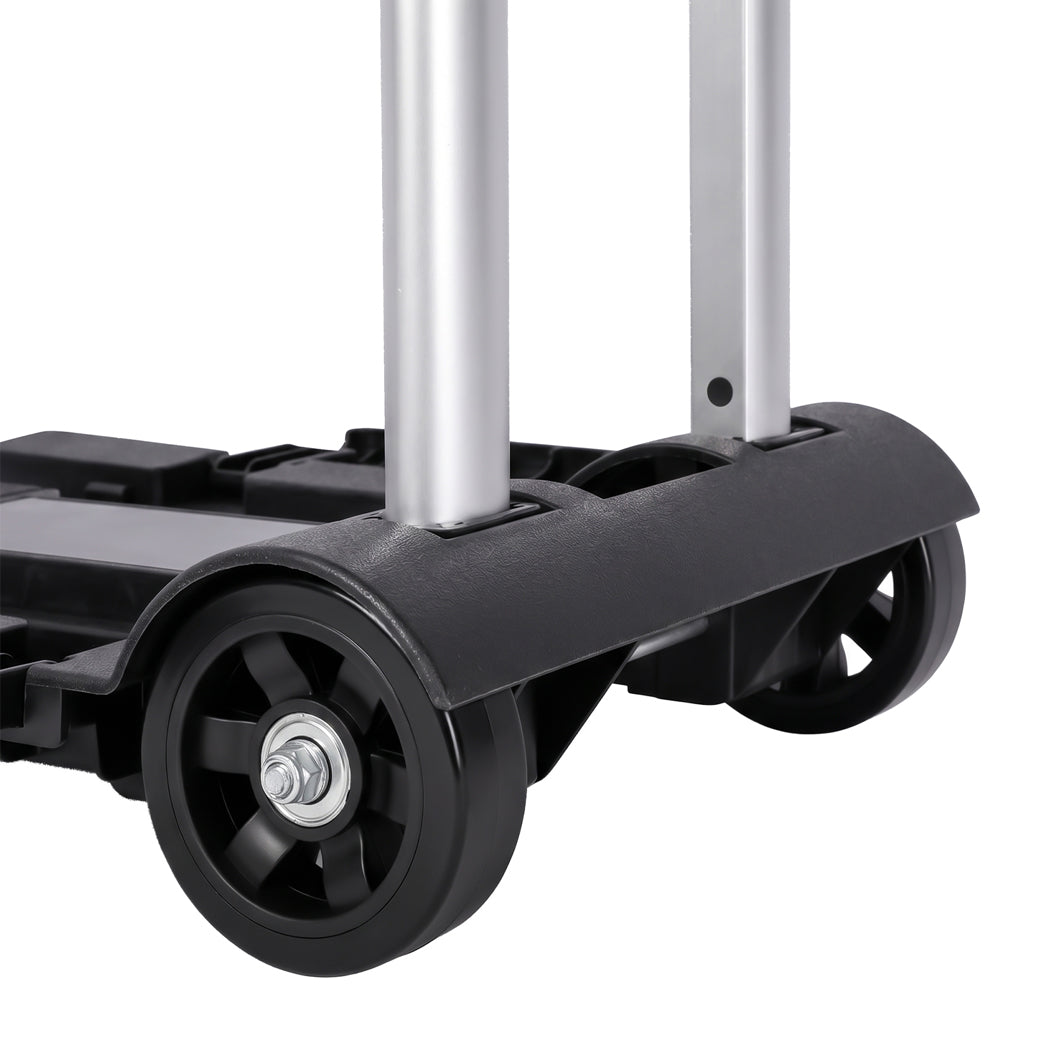 Manan Folding Trolley Cart On Wheels Expandable Base Adjustable Handle Black