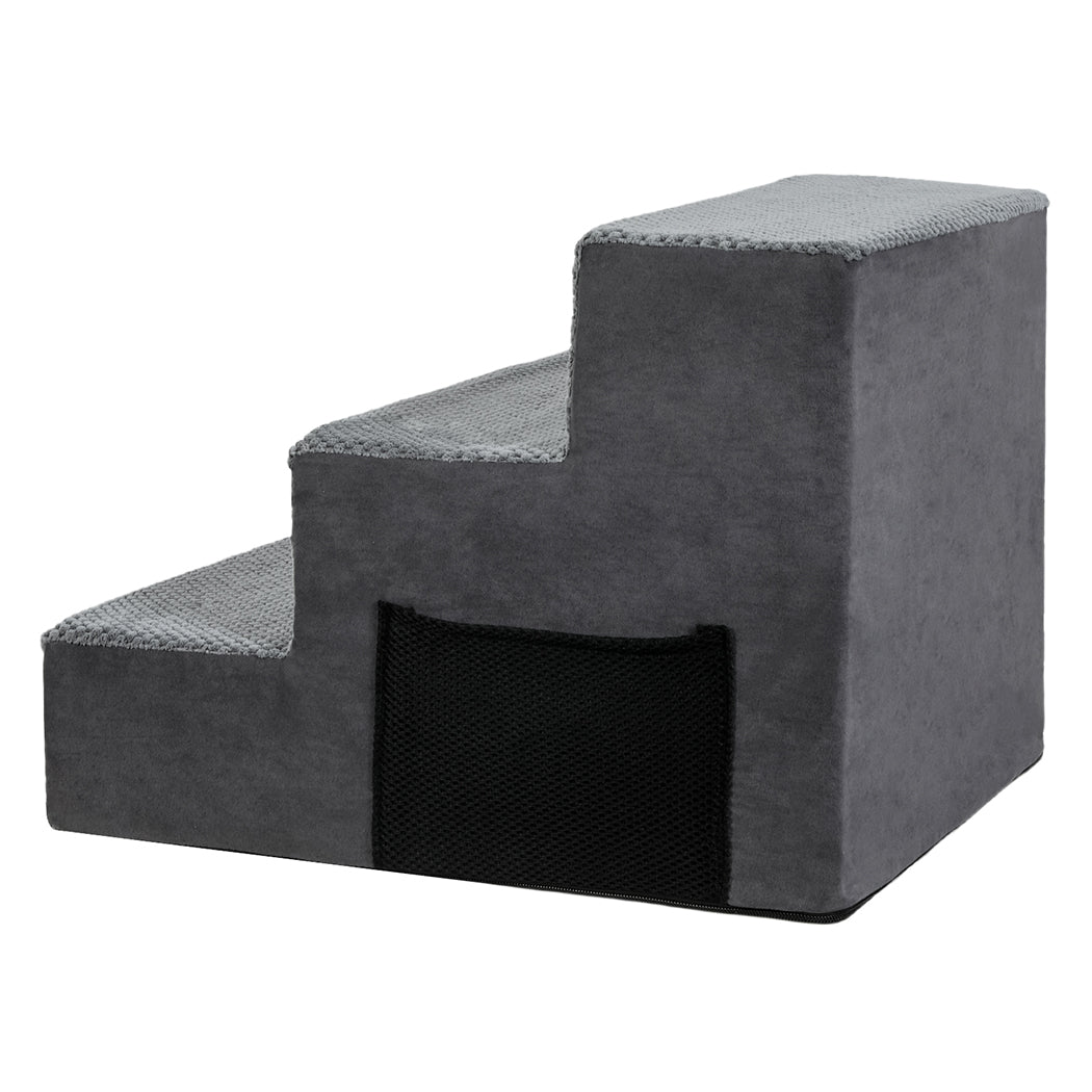 Pawz 3 Steps Pet Stairs Dog Ramp High Density Foam Grey