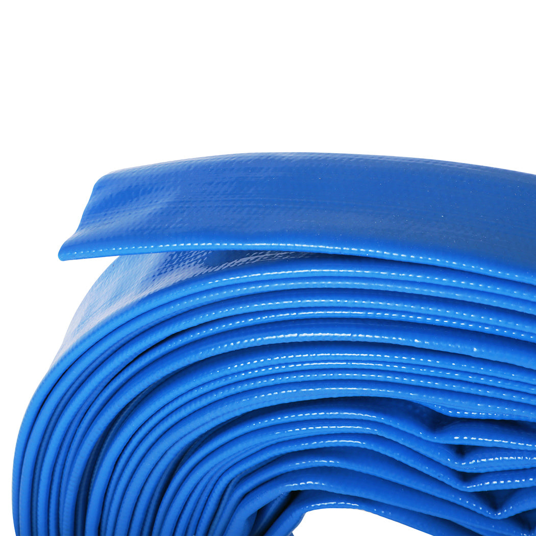 Traderight Hose Pipe 2.54cm Reinforced PVC 20m for Home Pool Drainage Pump Blue