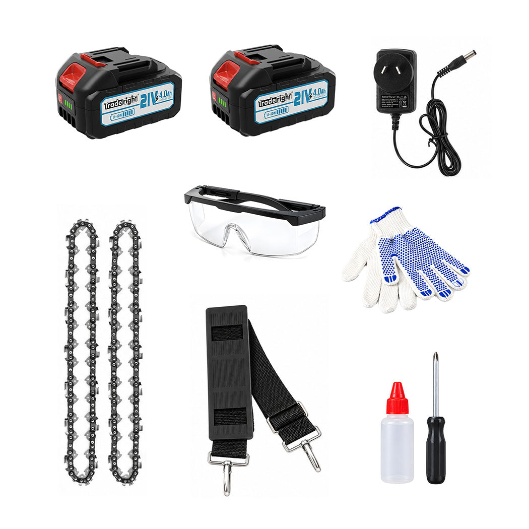 Traderight Mini Chainsaw Pole Saw Brushless 700W 2.49m Adjustable Head Blue