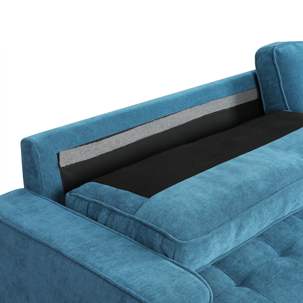 Levede Fabric Sofa Armchair 3 Seater Couch Blue 191cm Wide