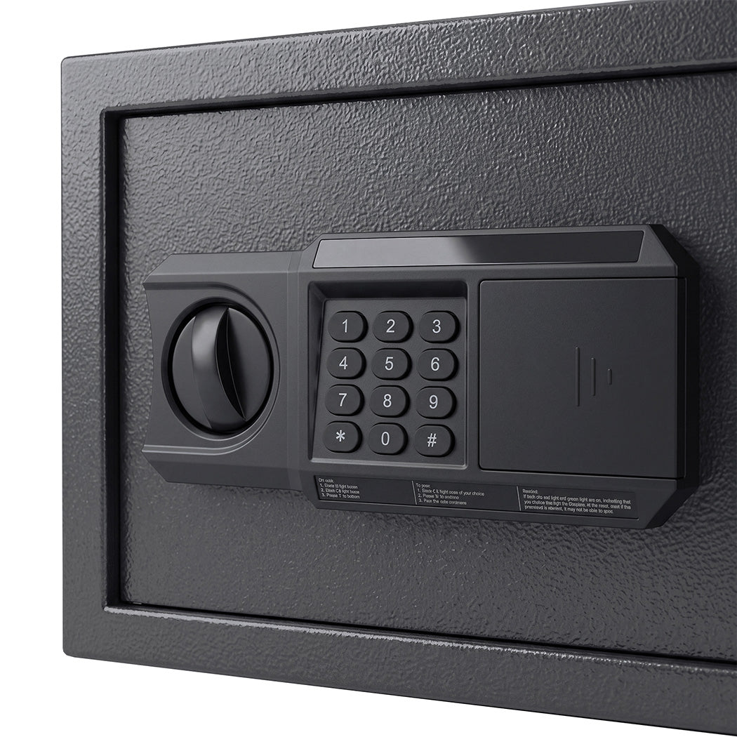 Levede Fireproof Safe Box with LED Light Alarm USB Steel for Home Use Black