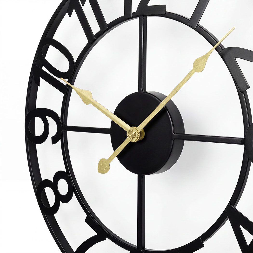 Yezi Wall Clock Silent Quartz 40cm Easy Read Dial for Bedroom Decor Black