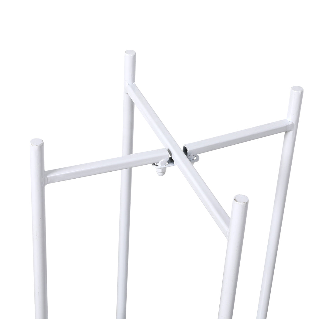 Levede 2 Tiers Plant Stand Metal Flower White Medium