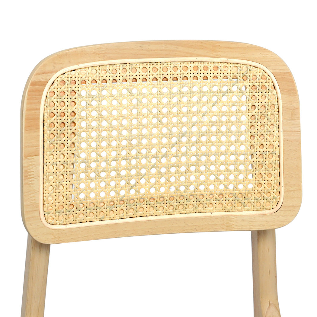 Levede Dining Chair Wood Rattan Armless Natural x4