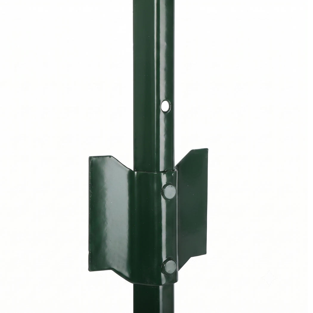 Metal Fence Posts 5Ft 10Pc Set U Shape Powder Coated for Garden Boundary Green