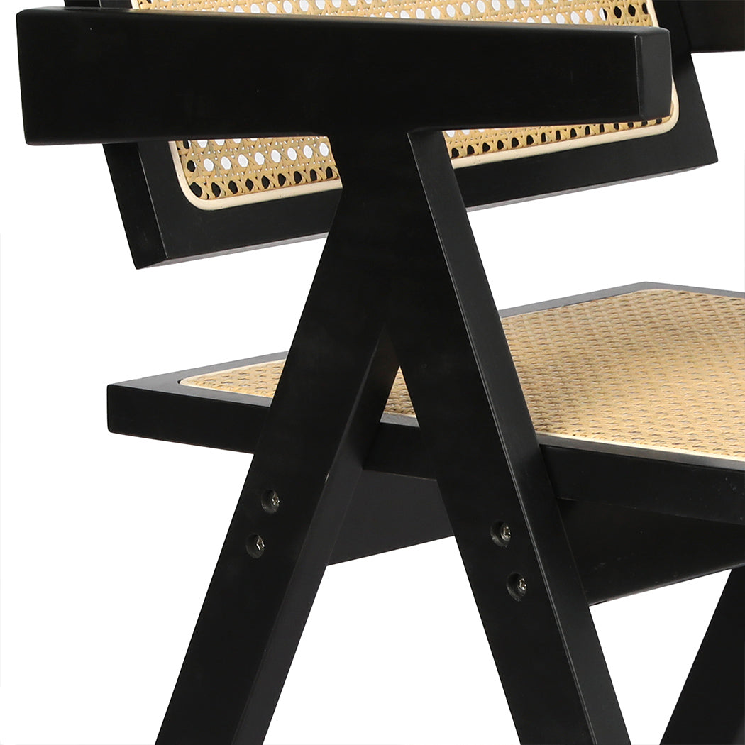 Levede 6x Black Wicker Armchair Dining Chair