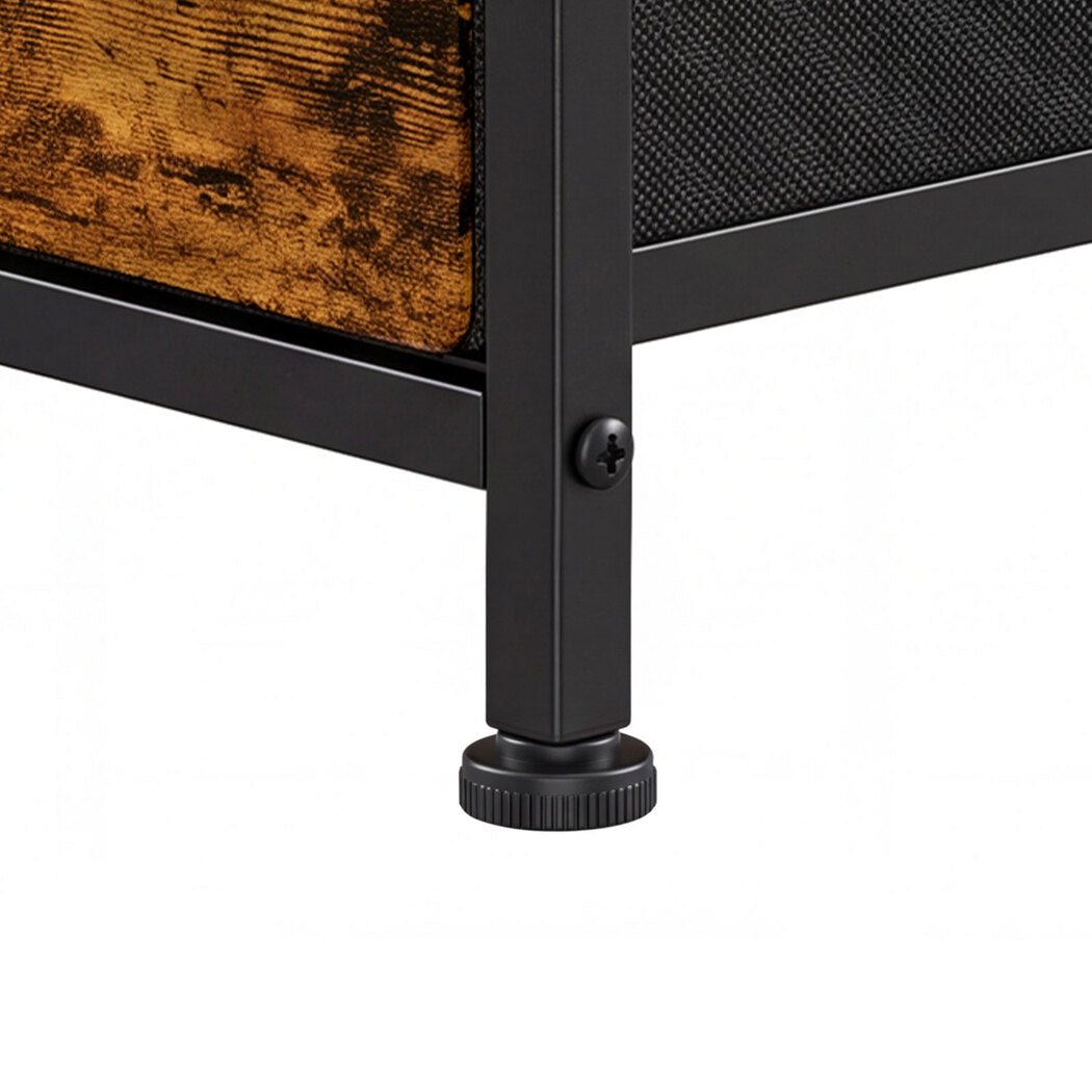 Levede Bedside Table Narrow Side Table with LED Charging Station Brown