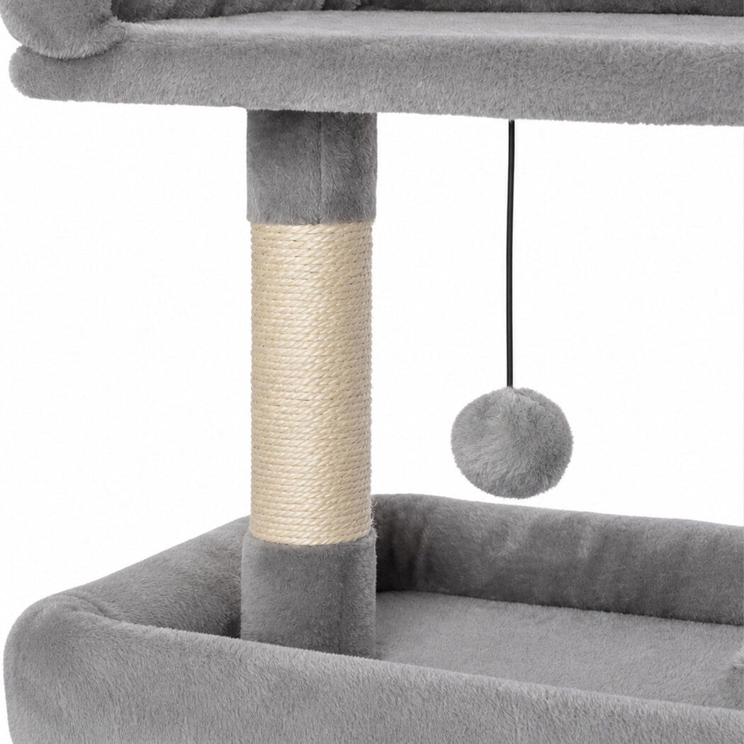 Pawz Cat Tree Tower Large Perch Condo Sisal Scratcher for Indoor Felines Grey