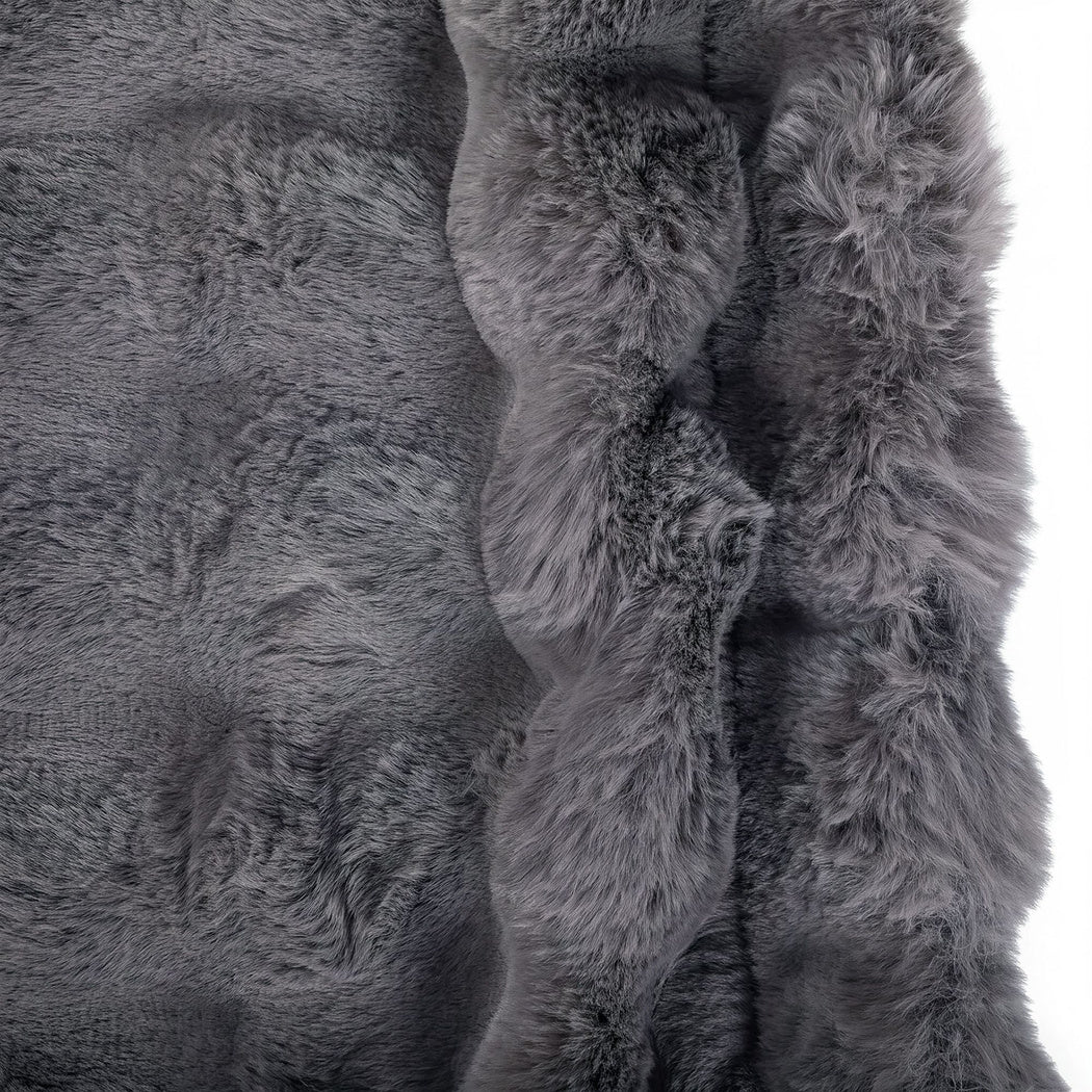 DreamZ Throw Blanket Fluffy Bubble Sofa Blanket Washable 130x150cm Gray