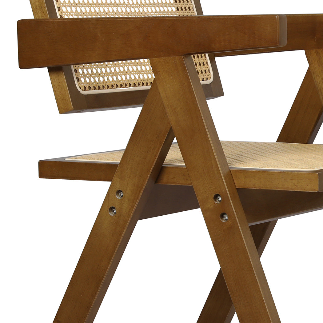 Levede 6x Walnut Wicker Armchair Dining Chair