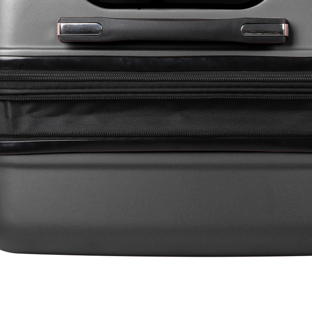 Close-up of the Slimbridge suitcase side handle and expandable zipper section