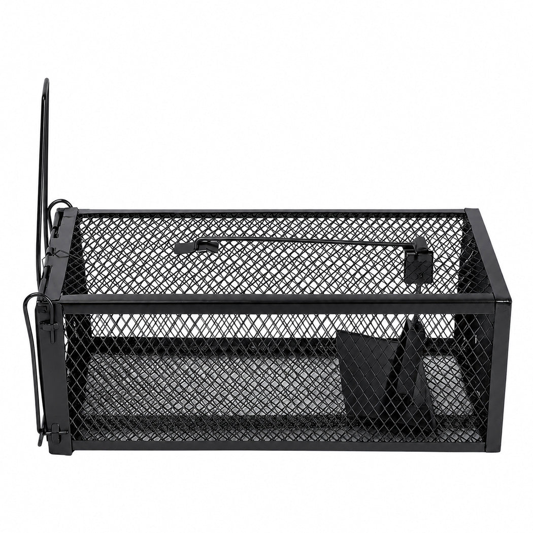 Toque Mouse Trap Humane Live Catch Rat Cage Reusable Zinc Iron Garage Black 2pc