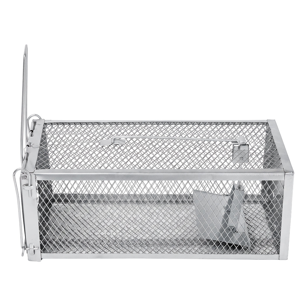 Toque Mouse Trap Humane Live Catch Rat Cage Reusable Zinc Iron Garage Silver 2pc