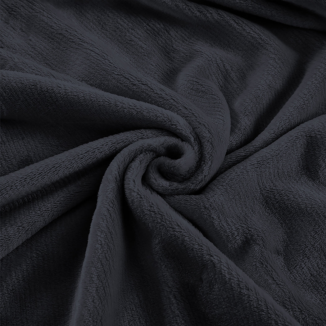 DreamZ 320GSM 220x240cm Ultra Soft Mink Dark Grey Queen