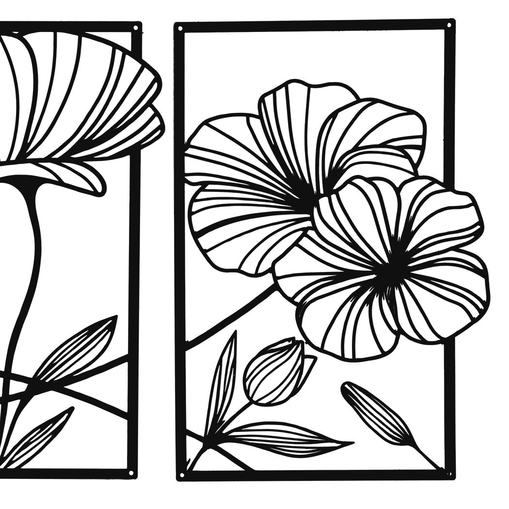 Yezi Metal Wall Art 4Pcs Floral Minimalist Line Decor