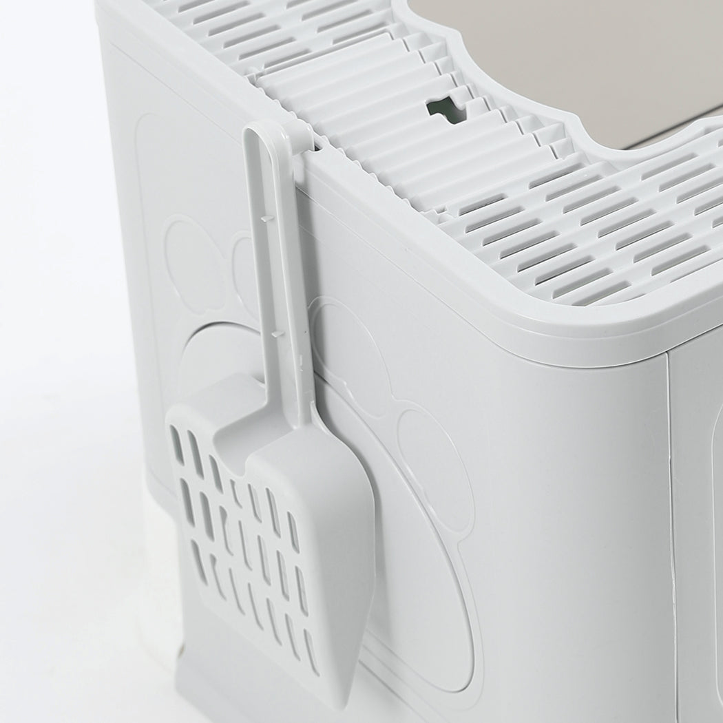 PaWz Foldable Cat Litter Box Tray Enclosed Grey