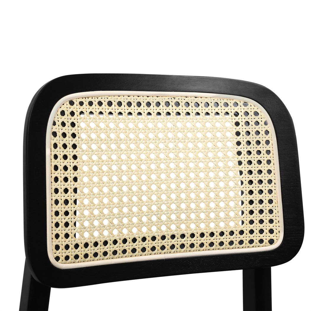 Levede Dining Chair Wood Rattan Armless Black x4