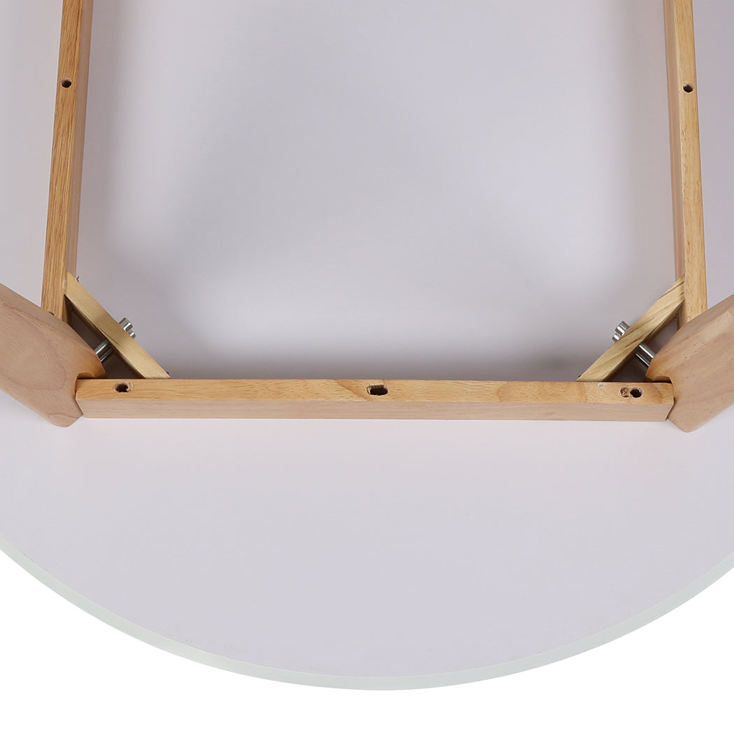 Levede Dining Table Round Rubberwood Base 100cm White 100 CM