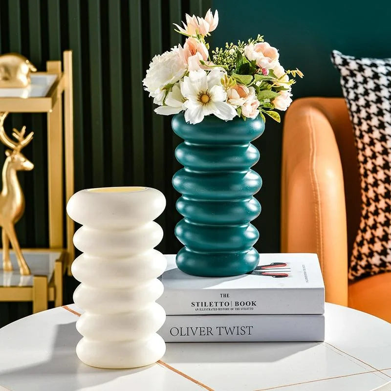 Imitation Glaze Porcelain Spiral Vase for Wet & Dry Flower