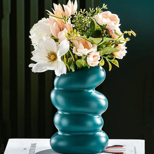 Imitation Glaze Porcelain Spiral Vase for Wet & Dry Flower