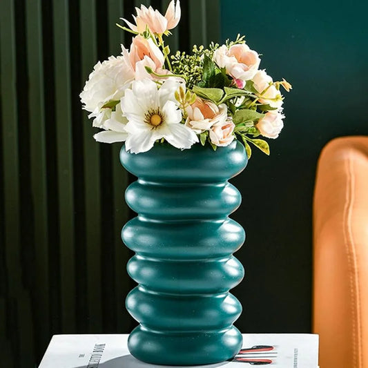 Imitation Glaze Porcelain Spiral Vase for Wet & Dry Flower