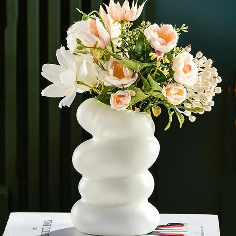 Imitation Glaze Porcelain Spiral Vase for Wet & Dry Flower