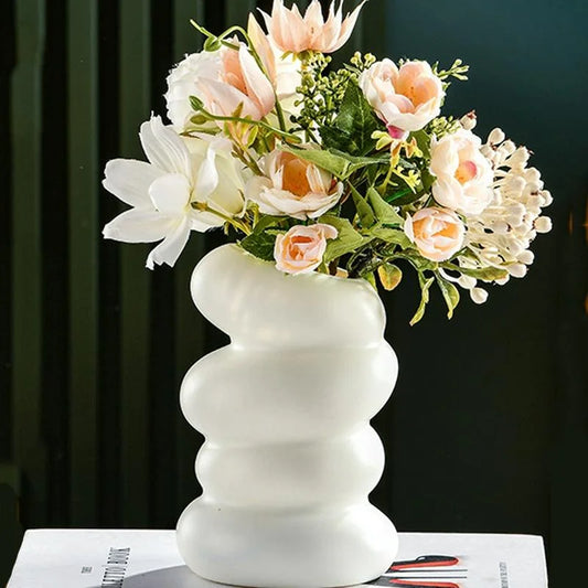 Imitation Glaze Porcelain Spiral Vase for Wet & Dry Flower