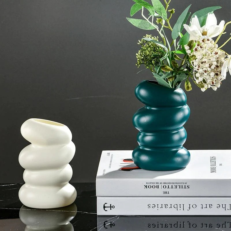 Imitation Glaze Porcelain Spiral Vase for Wet & Dry Flower