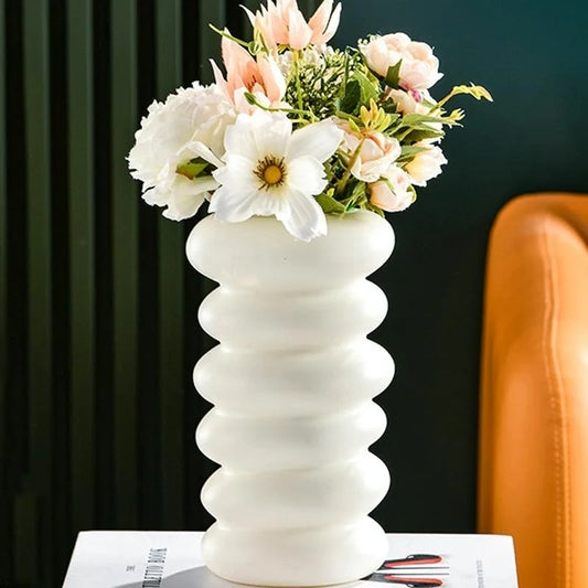 Imitation Glaze Porcelain Spiral Vase for Wet & Dry Flower