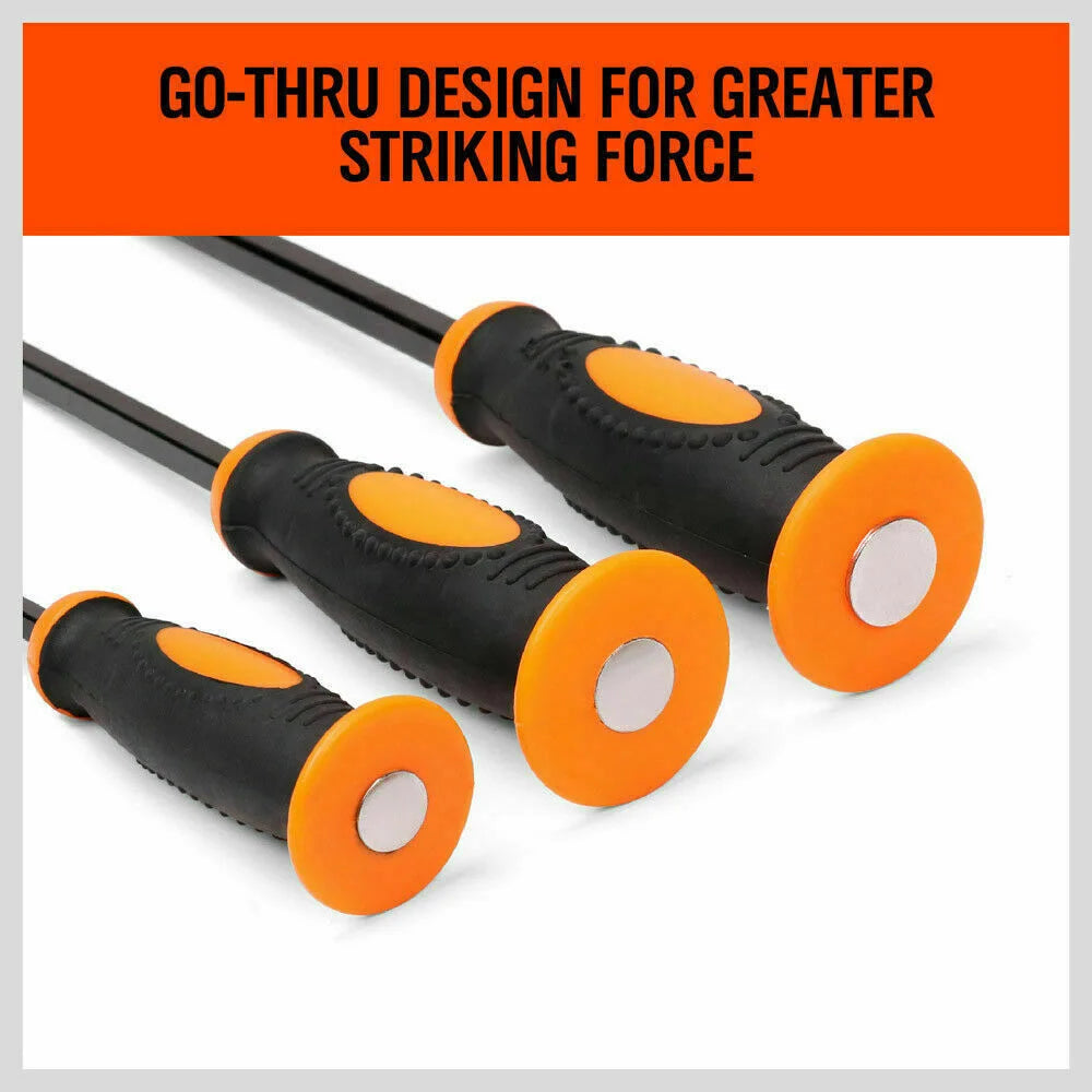 Impact Pry Bar Set 3Pc Crowbar Nail Puller Go-Through