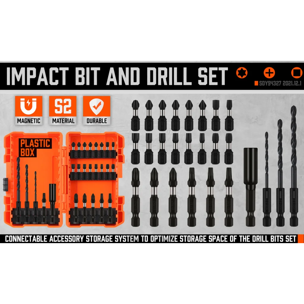 Impact Screwdriver Bit Set 26Pc Magnetic Drill Holder Quick