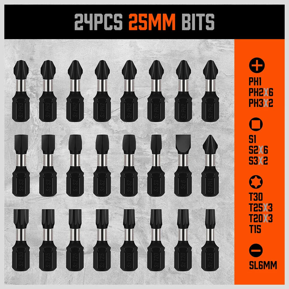 Impact Screwdriver Bit Set 34Pc Nut Driver Magnetic Drill