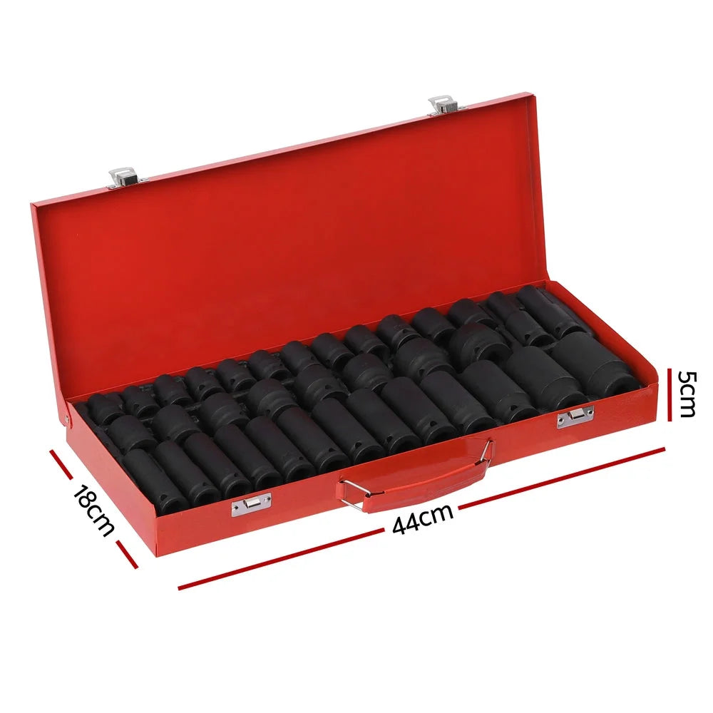Impact Socket Set 35pcs 1/2’’ Drive Metric 8-32mm with Case