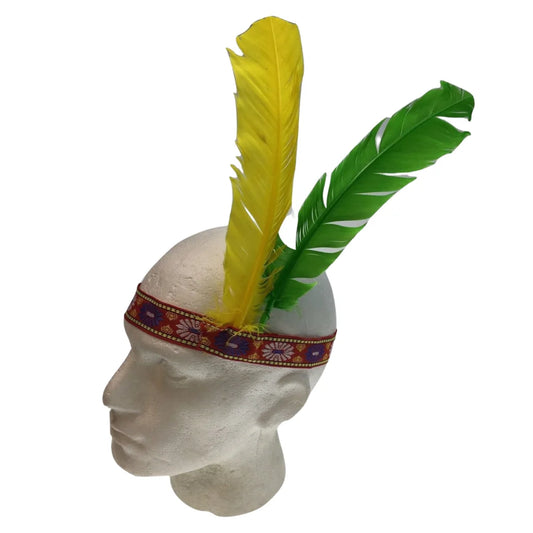 INDIAN Two Feather Headband Headdress Fancy Dress Native