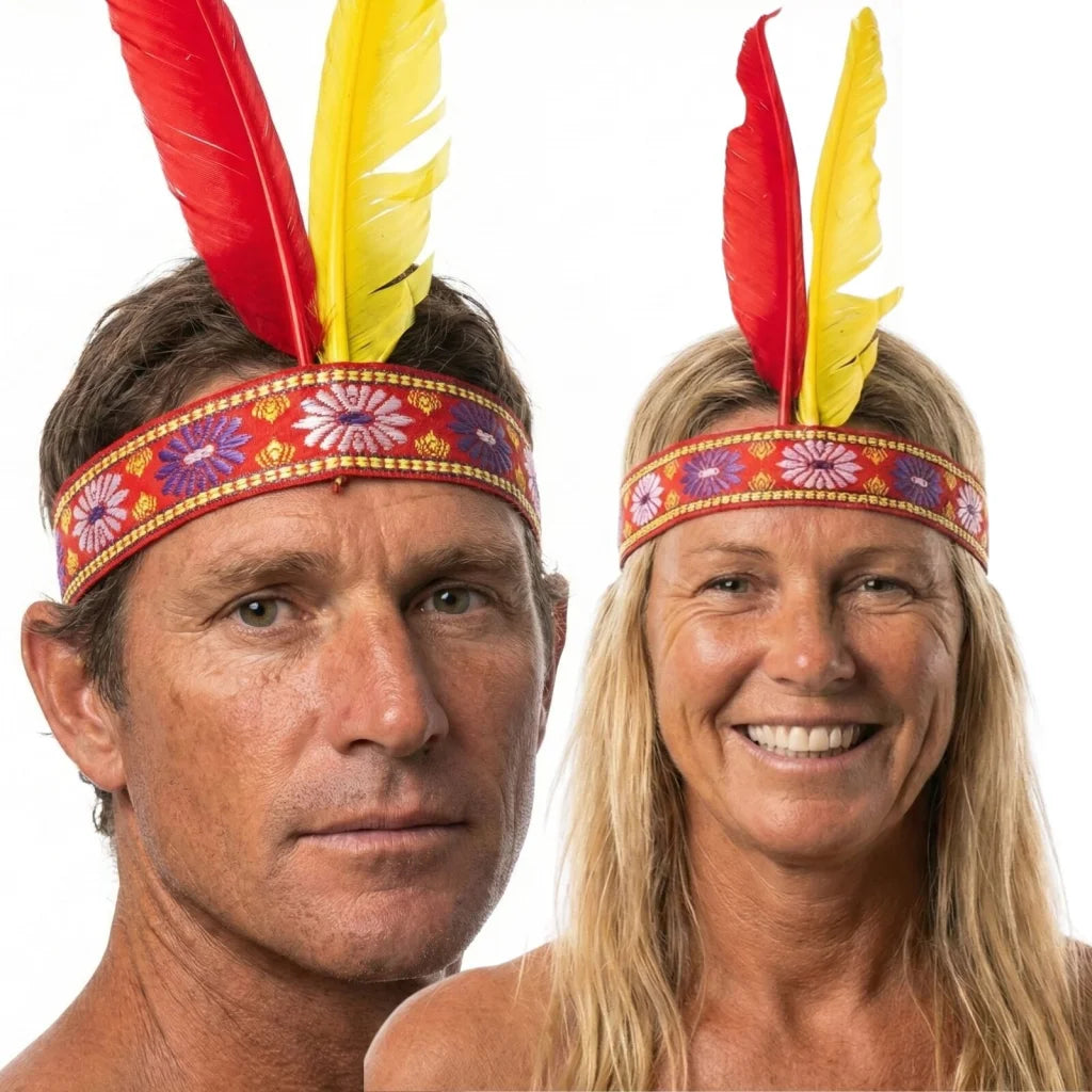 INDIAN Two Feather Headband Headdress Fancy Dress Native