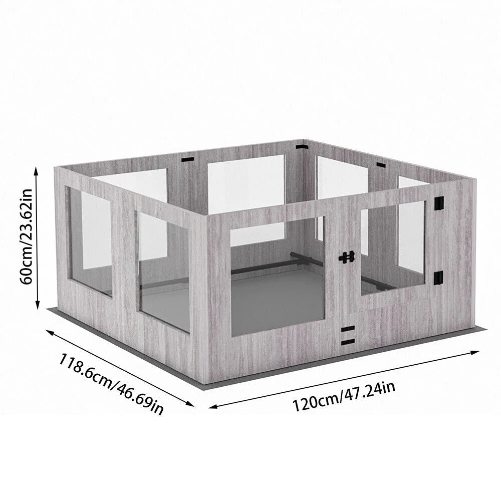 Indoor Dog Pen Tempered Glass Kennel w/ Pad - Pet Care >