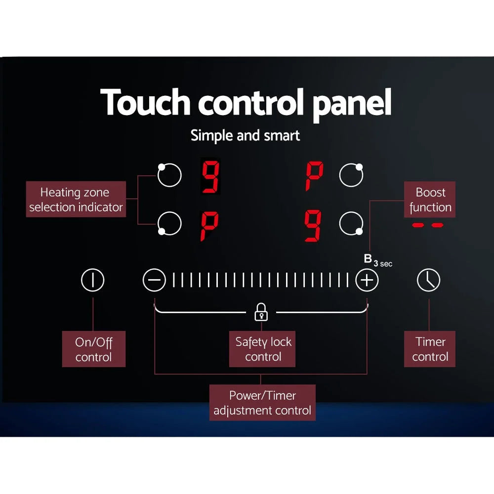 Induction Cooktop 60cm Ceramic 4-Zone Stove Cooktop Hot