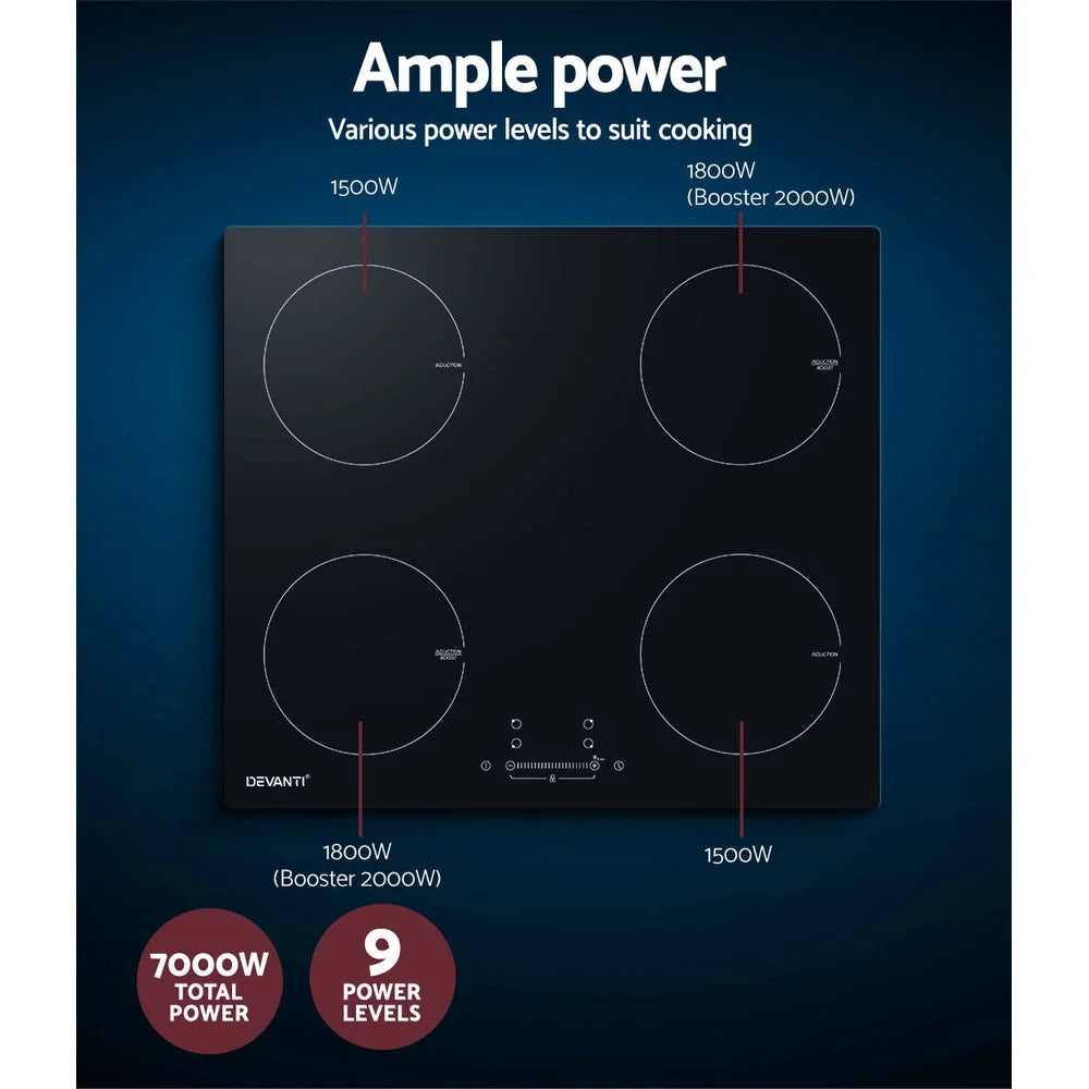 Induction Cooktop 60cm Ceramic 4-Zone Stove Cooktop Hot