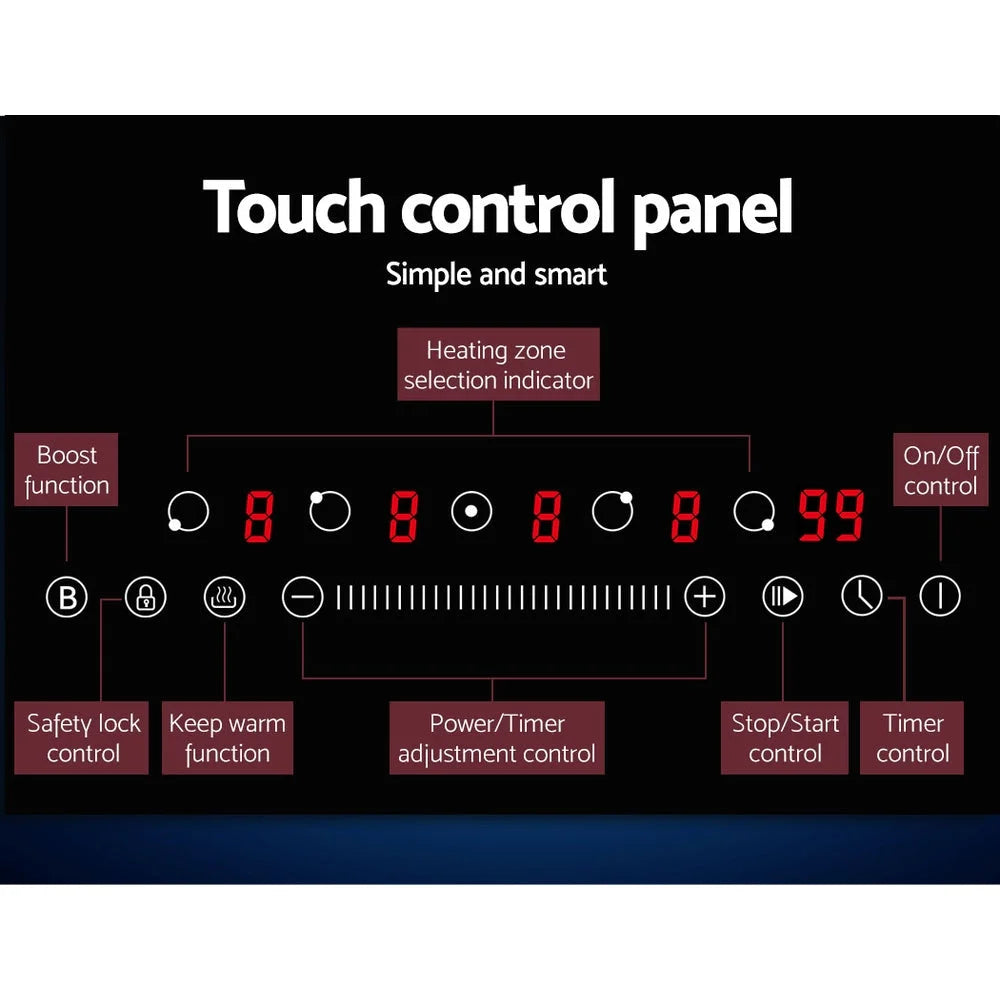 Induction Cooktop 90cm Ceramic 5-Zone Stove Hot Plate Cooker