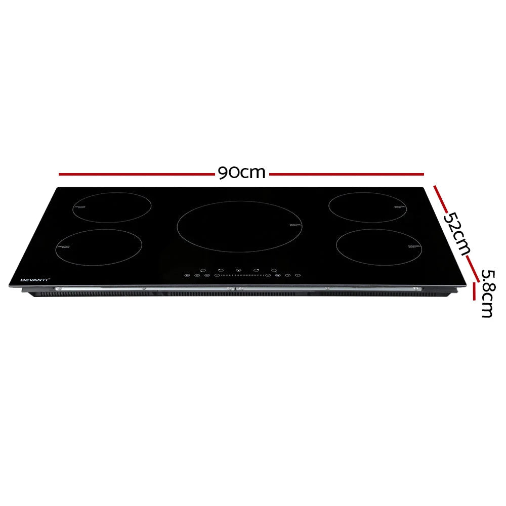 Induction Cooktop 90cm Ceramic 5-Zone Stove Hot Plate Cooker