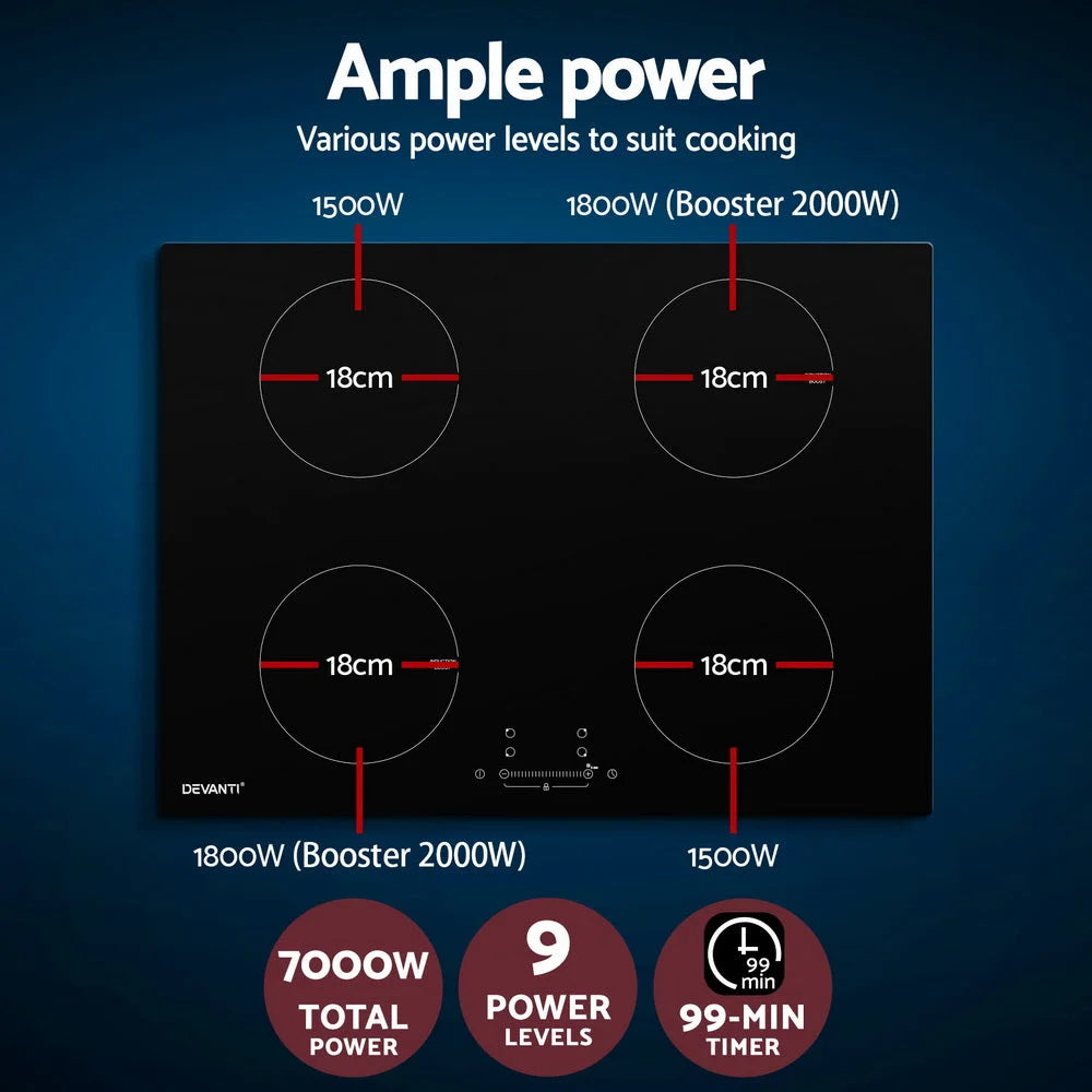 Induction Cooktop Ceramic 70CM 4-Zones Stove Cooktop Hot